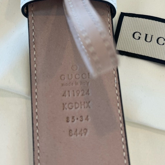 Gucci - GG Marmont White Guccissima Monogram Imprinted Leather Belt - Size 85 - Picture 4 of 8